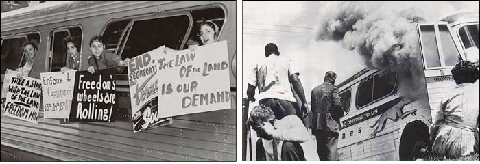 Freedom Riders braved the threat of mob violence as they worked for desegregation in the South.